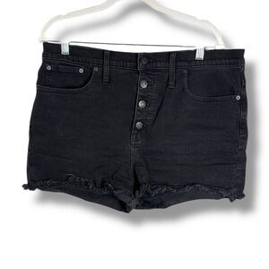 Madewell Black Button Fly High Rise Denim Shorts Size 32 Sun Soaked Shorts
